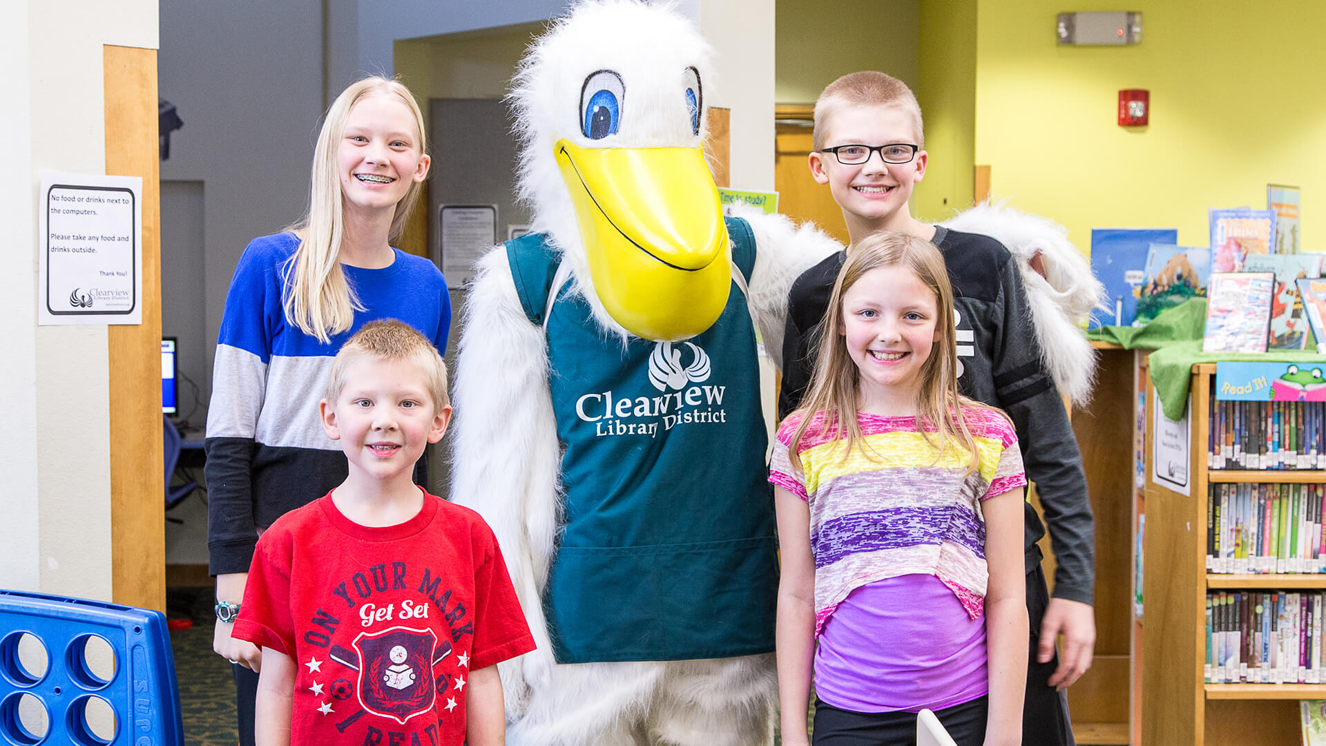 Kids with Pelican Mascot