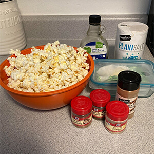 Popcorn and ingredients