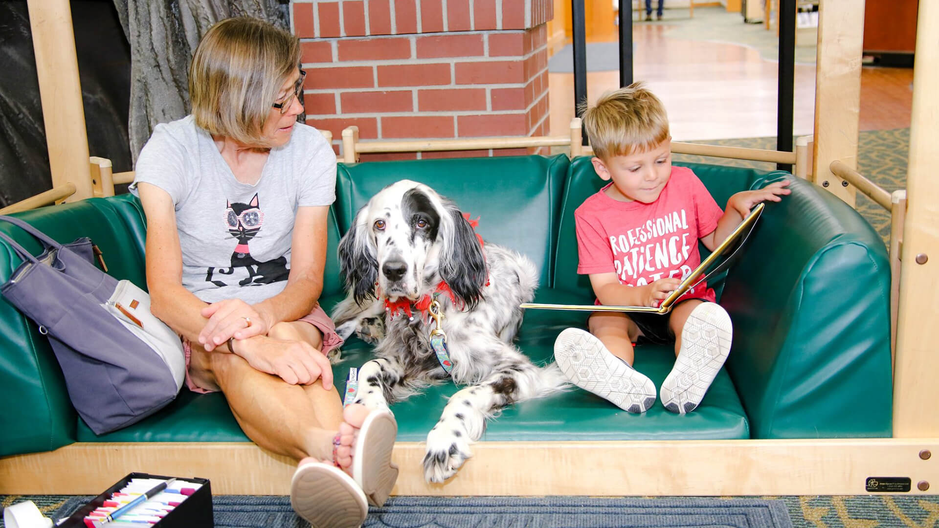 Child Reading to Dog