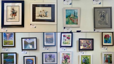 various paintings hung on the wall