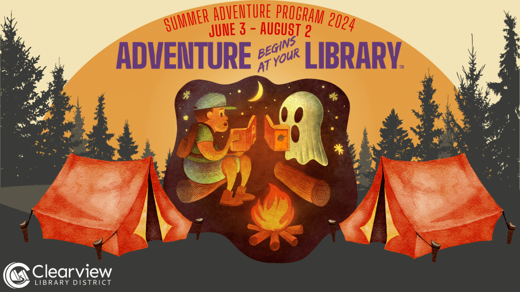 Ghost and boy reading around campfire.