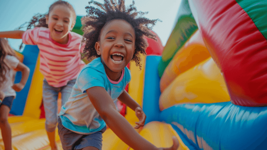 Kids in bouncy house