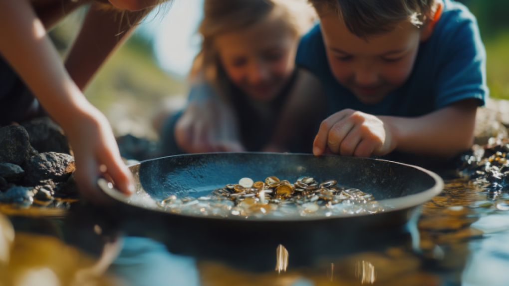 Kids panning for gold